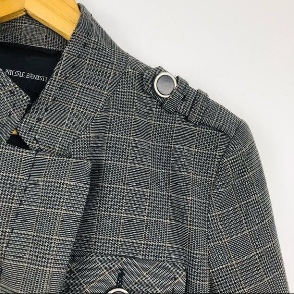Nicole  Benisti Gray Plaid Single Breasted blazer Jacket women size  6 - Picture 9 of 14